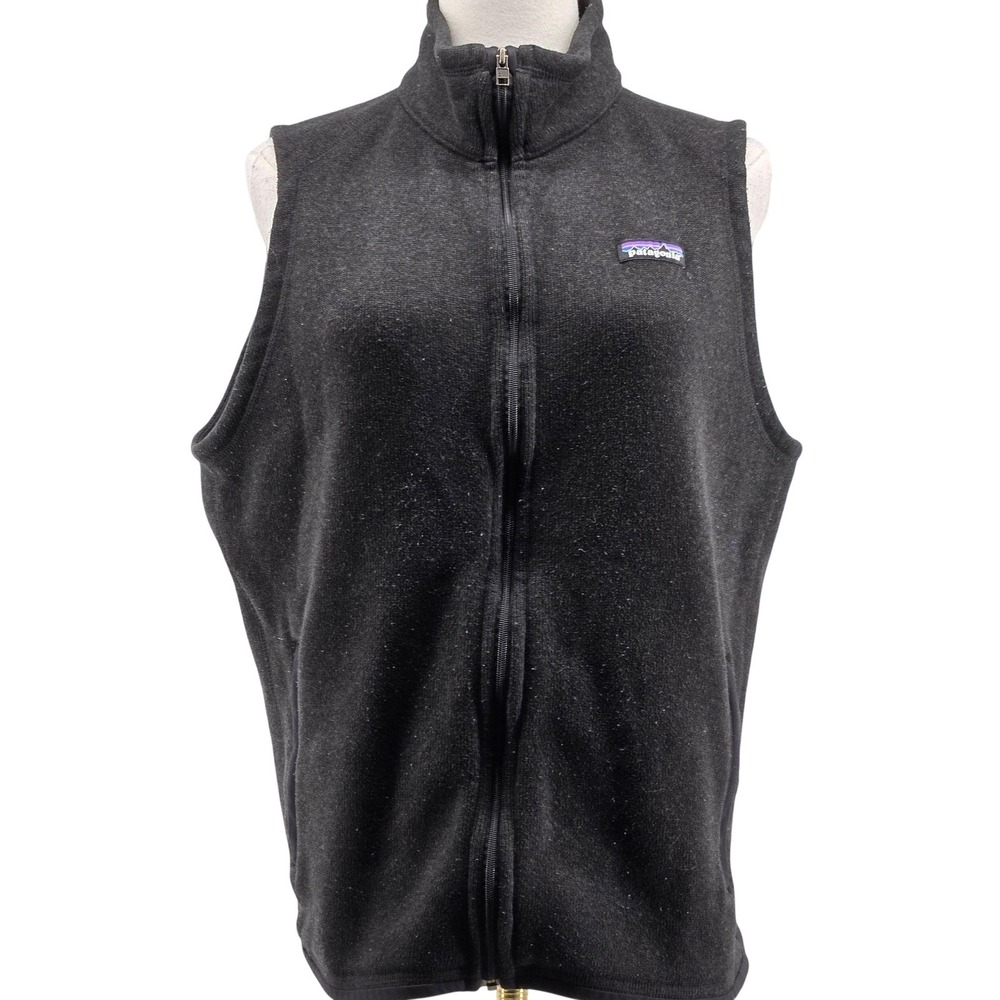 Patagonia Sweater Vest Womens L Black Full-Zip Fleece Lightweight Pockets